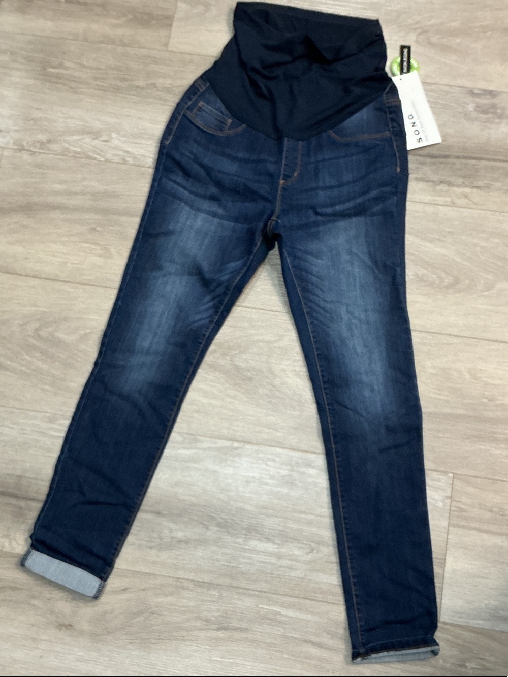 Ing Dark Blue Skinny Maternity Jeans with Black Panel
